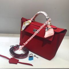 Hermes Taurillon Maurice Bag Calfskin Palladium Hardware In Red