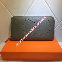 Hermes Evelyne Wallet Togo Leather Palladium Hardware In Grey