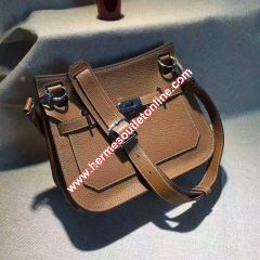 Hermes Jypsiere Bag Clemence Leather Palladium Hardware In Brown