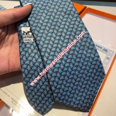 Hermes Stirrup Twillbi Tie In Blue