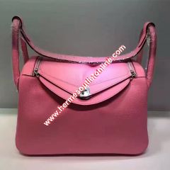 Hermes Lindy Bag Clemence Leather Palladium Hardware In Pink