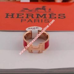 Hermes Clic H Ring Rose Gold In Red