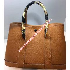 Hermes Garden Party Bag Togo Leather In Brown