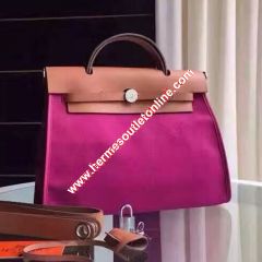 Hermes Herbag Bag Canvas Palladium Hardware In Purple