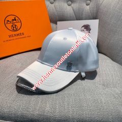 Hermes Crystal H Silk Baseball Cap In White