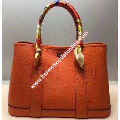 Hermes Garden Party Bag Togo Leather In Orange