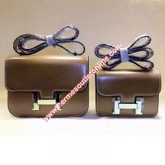 Hermes Constance Bag Box Leather Gold Hardware In Brown