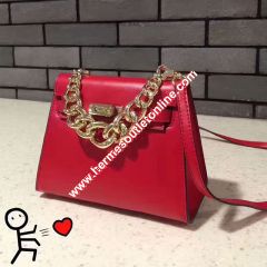 Hermes Kelly Chain Bag Box Leather Gold Hardware In Red