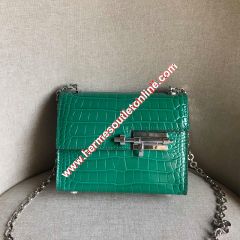 Hermes Verrou Chaine Mini Bag Alligator Leather Palladium Hardware In Green