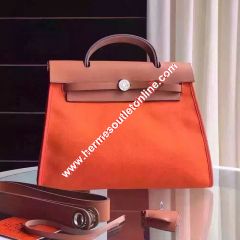 Hermes Herbag Bag Canvas Palladium Hardware In Orange