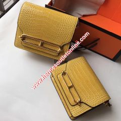 Hermes Roulis Bag Alligator Leather Gold Hardware In Yellow