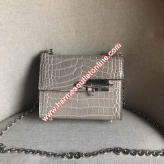 Hermes Verrou Chaine Mini Bag Alligator Leather Palladium Hardware In Grey