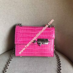 Hermes Verrou Chaine Mini Bag Alligator Leather Palladium Hardware In Pink