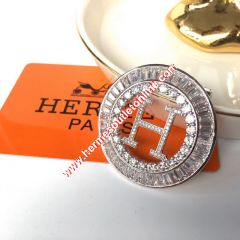 Hermes H Hollow Earring In Silver