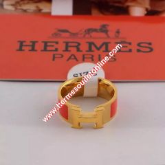 Hermes Clic H Ring Gold In Red