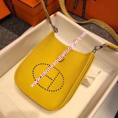 Hermes Evelyne Bag Clemence Leather Palladium Hardware In Yellow