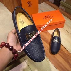 Hermes Loafer Togo Leather Navy Blue