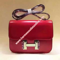 Hermes Constance Bag Box Leather Gold Hardware In Red