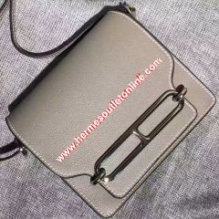 Hermes Roulis Bag Calfskin Leather Palladium Hardware In Grey