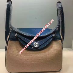 Hermes Lindy Bag Canvas Palladium Hardware In Blue