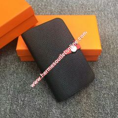 Hermes Dogon Card Holder Color Blocking Togo Leather Palladium Hardware In Black/Red