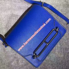 Hermes Roulis Bag Calfskin Leather Palladium Hardware In Blue