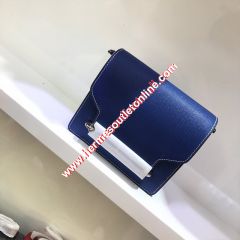 Hermes Roulis Bag Epsom Leather Palladium Hardware In Blue