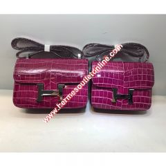 Hermes Constance Bag Alligator Leather Palladium Hardware In Purple