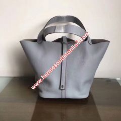 Hermes Picotin Lock Bag Clemence Leather Palladium Hardware In Sky Blue