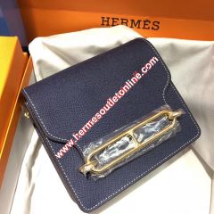 Hermes Roulis Bag Epsom Leather Gold Hardware In Navy Blue