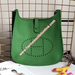 Hermes Evelyne Bag Clemence Leather Palladium Hardware In Green