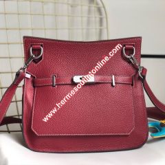 Hermes Jypsiere Bag Clemence Leather Palladium Hardware In Burgundy