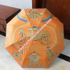 Hermes Carriage Print Umbrella In Orange