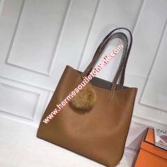 Hermes Double Sens Bag Clemence Leather In Brown