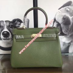 Hermes Kelly Bag Togo Leather Gold Hardware In Military Green