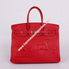 Hermes Birkin Bag Embossed Togo Leather Gold Hardware In Red