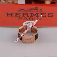 Hermes Clic H Ring Rose Gold In Black