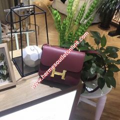 Hermes Constance Bag Epsom Leather Gold Hardware In Burgundy