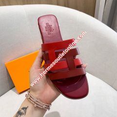 Hermes Amore Sandal Calfskin In Burgundy