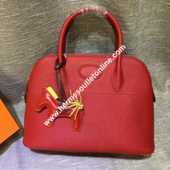 Hermes Bolide Bag Togo Leather Palladium Hardware In Red
