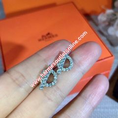 Hermes Echappee Earrings With Crystal Silver