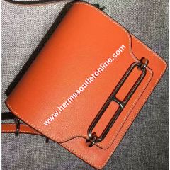 Hermes Roulis Bag Calfskin Leather Palladium Hardware In Orange