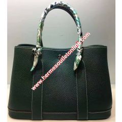 Hermes Garden Party Bag Togo Leather In Green