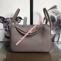 Hermes Lindy Bag Clemence Leather Palladium Hardware In Grey