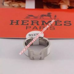 Hermes Clic H Ring Silver In White
