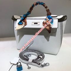 Hermes Taurillon Maurice Bag Calfskin Palladium Hardware In White