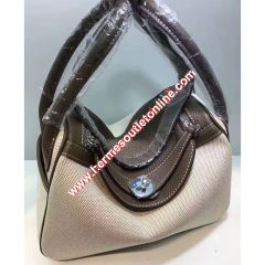 Hermes Lindy Bag Canvas Palladium Hardware In Grey