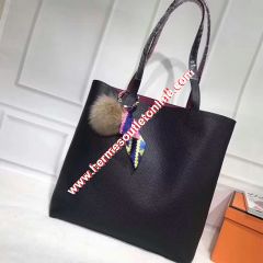 Hermes Double Sens Bag Clemence Leather In Black
