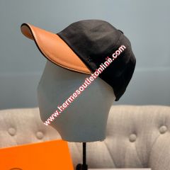 Hermes H Cotton Baseball Cap In Black