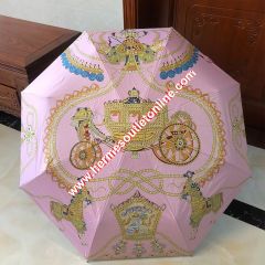 Hermes Carriage Print Umbrella In Pink